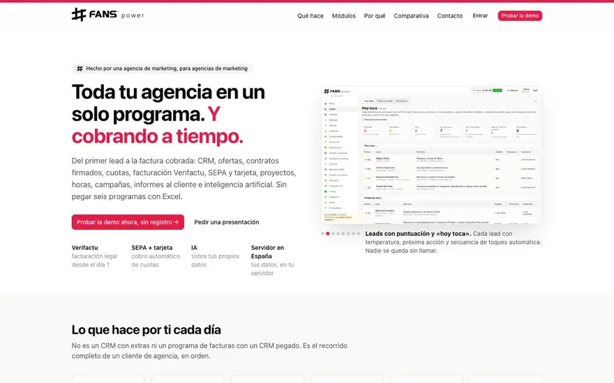 FANSpower — CRM y ERP para agencias